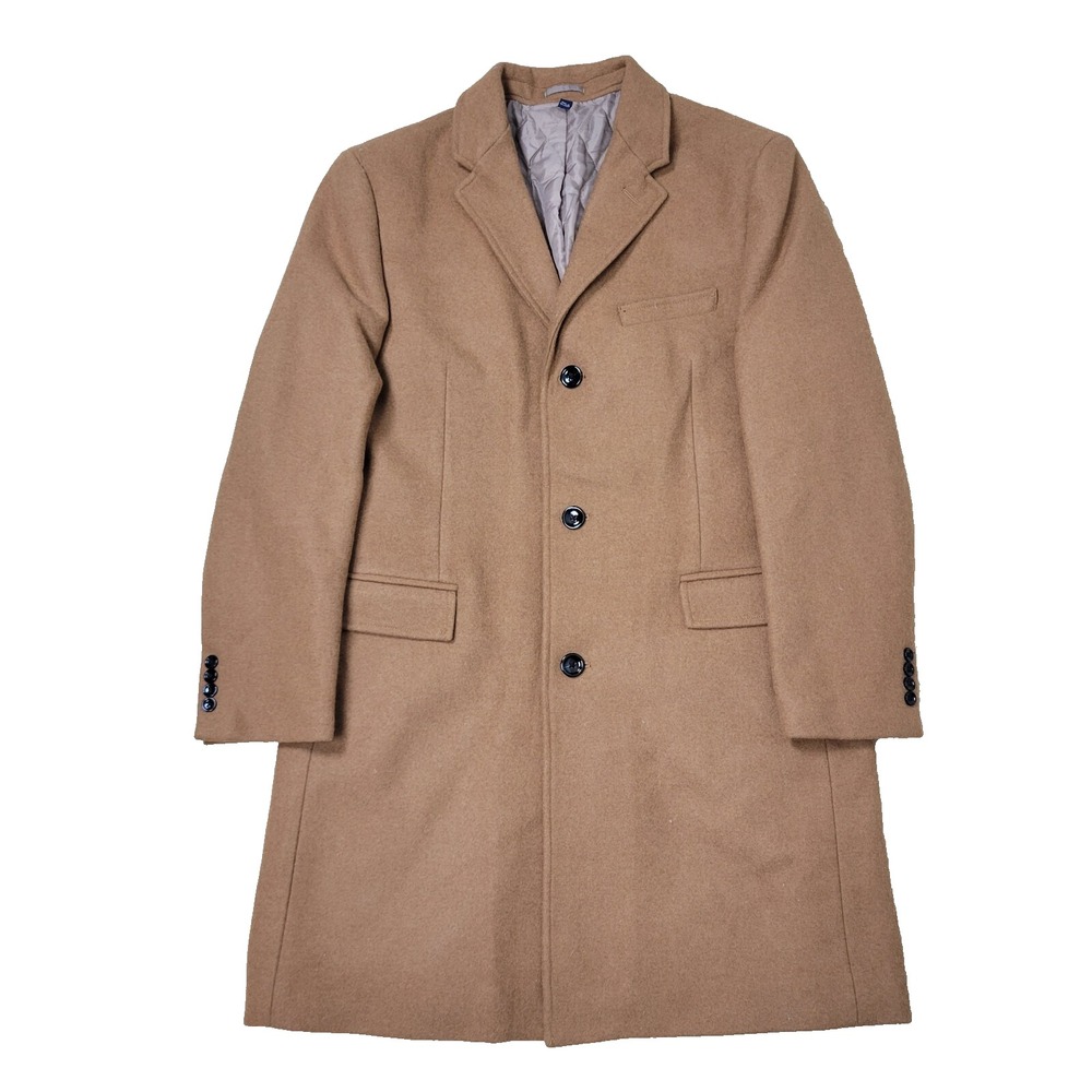 NWT‎ J Crew Thompson Mens 44 Quilt Lined Brown Wool Blend 3 Button Overcoat
